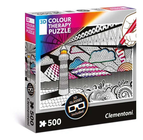 3D Color Therapy: Lighthouse - 500 pc Jigsaw Puzzle by Clementoni