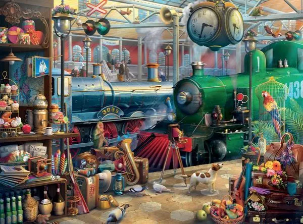 Seek and Find: Train Station - 1000pc Jigsaw Puzzle by Ceaco