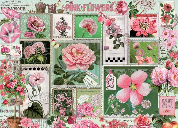 Pink Flowers - 1000pc Jigsaw Puzzle by Cobble Hill