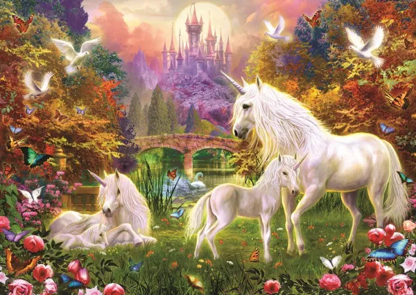 Castle Unicorns - 300pc Large Piece Jigsaw Puzzle By Sunsout