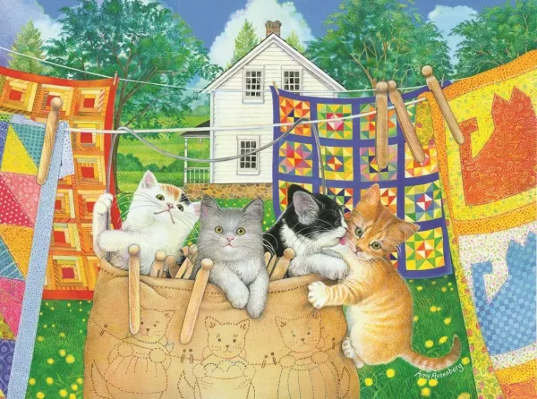 Clothesline Kittens - 500pc Jigsaw Puzzle By Sunsout
