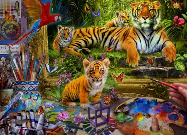 Tiger Painting - 1000pc Jigsaw Puzzle by Vermont Christmas Company