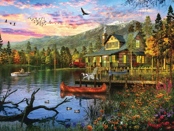 Sunset Cabin - 550pc Jigsaw Puzzle By White Mountain