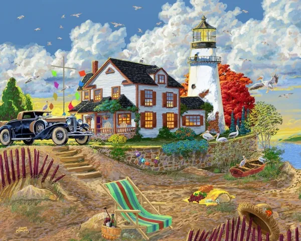 Lighthouse Visitors - 1000pc Jigsaw Puzzle by Vermont Christmas Company