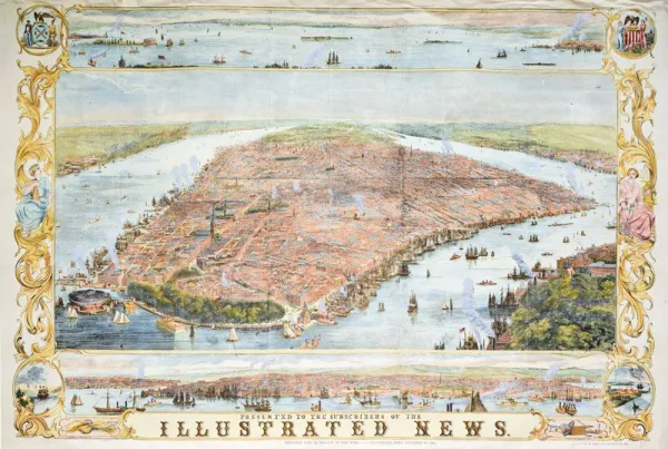 New York Map, 1853 - 1000pc Jigsaw Puzzle by Piatnik