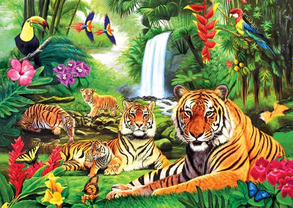 Tiger Paradise - 1000pc Jigsaw Puzzle by Lafayette Puzzle Factory