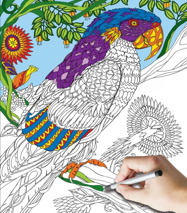 Parrot-2 Sided Coloring Puzzle - 300pc Jigsaw Puzzle By White Mountain