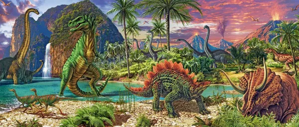 In the Land of the Dinosaurs - 200pc Panoramic Jigsaw Puzzle by Ravensburger