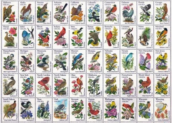 50 Bird Stamps - 300pc Large Format Jigsaw Puzzle By Ravensburger