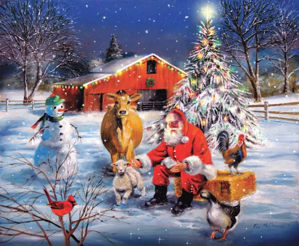 Santa at the Farm - 300pc Jigsaw Puzzle By Sunsout