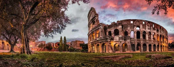 Sunset Coloseum - 1000pc Panoramic Jigsaw Puzzle By Ravensburger