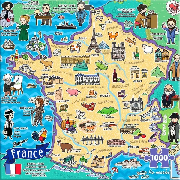 Map of France - 1000pc Jigsaw Puzzle By Re-marks