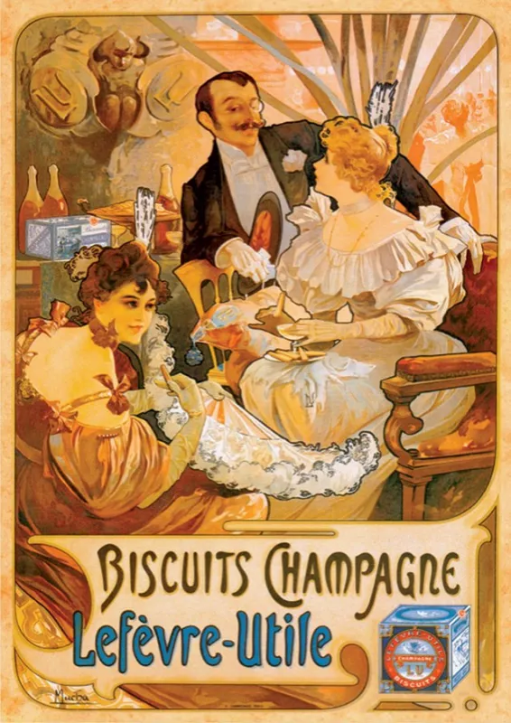 Biscuits Champagne Vintage Poster - 1000pc Jigsaw Puzzle by D-Toys