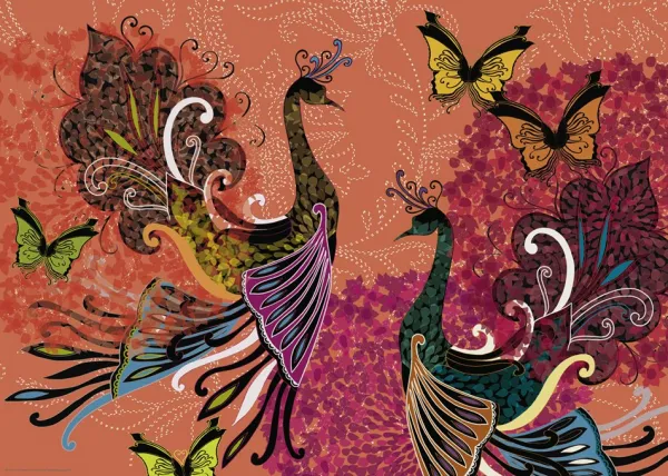 Peacocks & Butterflies - 1000pc Jigsaw Puzzle By Heye