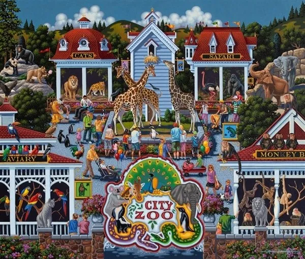 Day at the Zoo - 500pc Jigsaw Puzzle by Dowdle