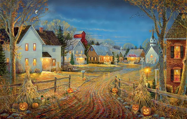 A Country Town in Autumn - 550pc Jigsaw Puzzle by SunsOut