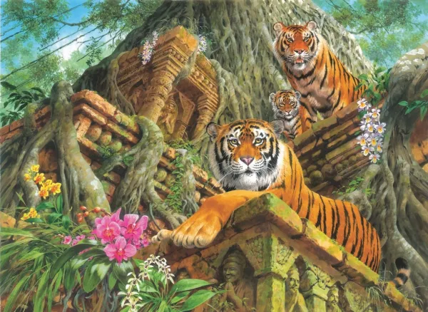 Temple Tigers - 1000pc Jigsaw Puzzle by Anatolian