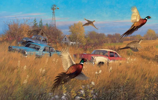 Jumping Pheasants - 500pc Jigsaw Puzzle By Sunsout