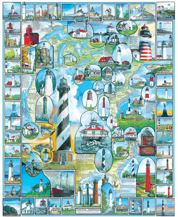 American Lighthouses - 1000pc Jigsaw Puzzle By White Mountain