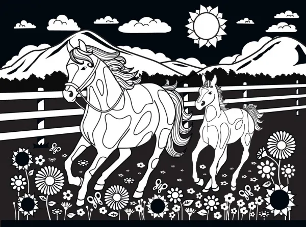 Velvet Coloring: Horse and Pony - 60pc Jigsaw Puzzle by Masterpieces