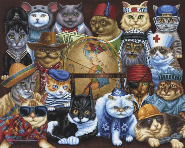 Cats Around the World - 500pc Jigsaw Puzzle by Dowdle