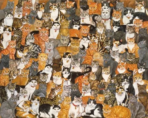 Ditz: Double Cat-spread - 1000pc Jigsaw Puzzle by Pomegranate