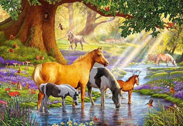 Horses By the Stream - 1000pc Jigsaw Puzzle By Castorland