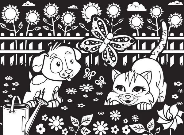 Velvet Coloring: Puppy and Kitty - 60pc Jigsaw Puzzle by Masterpieces