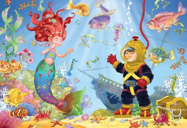 Mermaid &amp; Diver - 100pc Jigsaw Puzzle by Vermont Christmas Company