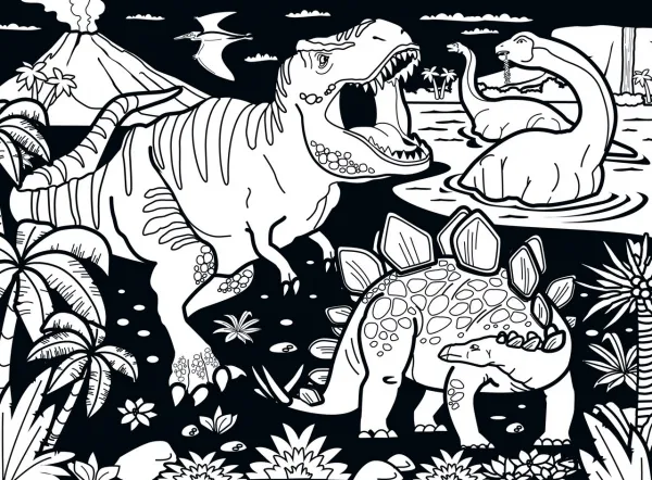 Dinosaurs - 60pc Coloring Jigsaw Puzzle by Masterpieces