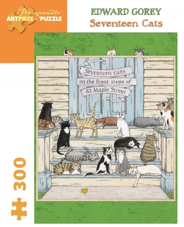 Gorey: Seventeen Cats - 300pc Jigsaw Puzzle by Pomegranate