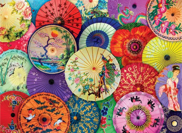 Asian Oil-Paper Umbrellas - 1000pc Jigsaw Puzzle by Eurographics