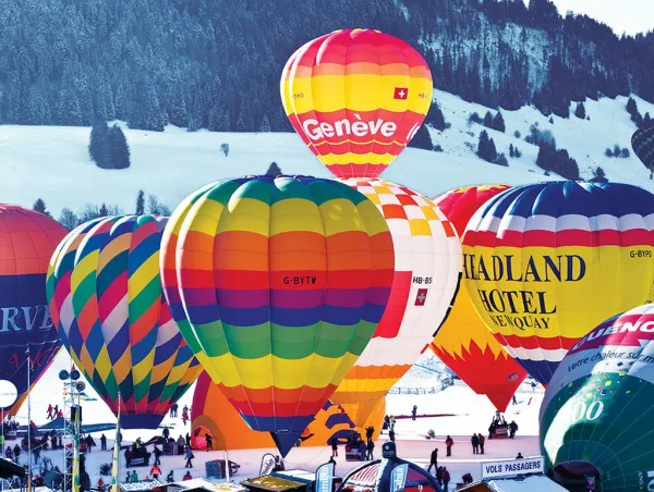 Hot Air Balloons, Switzerland - Colorluxe - 500pc Jigsaw Puzzle by Lafayette Puzzle Factory