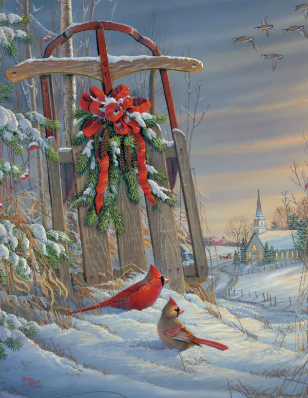Winter Red Birds - 1000pc Jigsaw Puzzle by Springbok