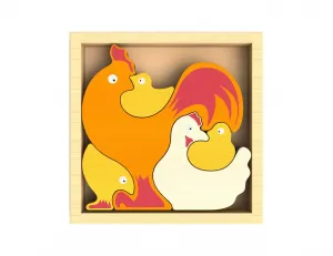Chicken Family - EcoFriendly Wooden Puzzle by BeginAgain