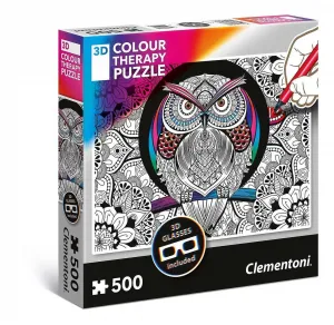 3D Color Therapy: Owl - 500 pc Jigsaw Puzzle by Clementoni