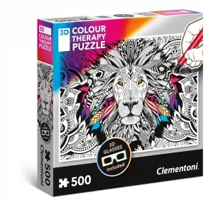 3D Color Therapy: Lion - 500 pc Jigsaw Puzzle by Clementoni