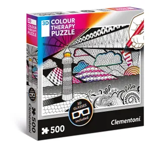 3D Color Therapy: Lighthouse - 500 pc Jigsaw Puzzle by Clementoni