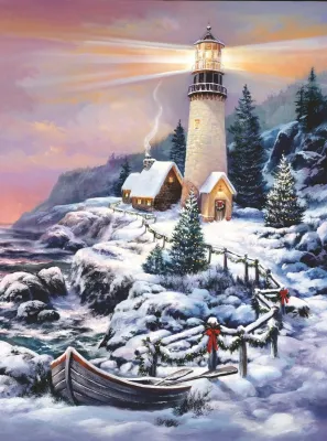 Christmas Lighthouse - 1000pc Jigsaw Puzzle By Sunsout
