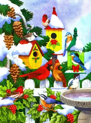 Winter Birdhaven - 500+pc Jigsaw Puzzle By Sunsout