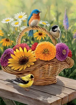 Bluebird and Bouquet - 35pc Tray Puzzle by Cobble Hill