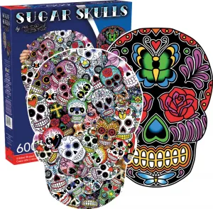 Sugar Skulls - 600pc Double-sided Shaped Jigsaw Puzzle by Aquarius