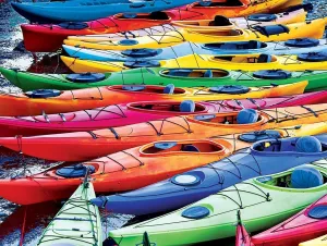 Colorful Kayaks - 550pc Jigsaw Puzzle by Lafayette Puzzle Factory