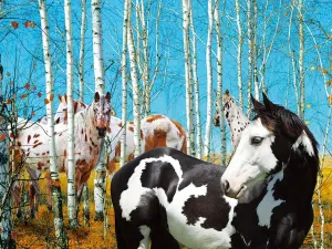 Birch Grove - Heavenly Horses - 300pc Jigsaw Puzzle by Lafayette Puzzle Factory