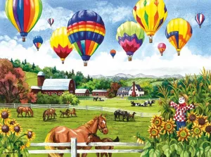Balloons over Fields - 500pc Horse Jigsaw Puzzle By Sunsout