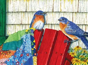 Red Sled and Bluebirds - 500pc Jigsaw Puzzle by Sunsout