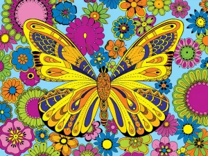 June Butterfly-Coloring Puzzle - 300pc Jigsaw Puzzle By White Mountain