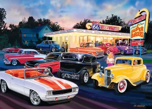 Cruisin' Rt66: Dogs &amp; Burgers - 1000pc Jigsaw Puzzle by Masterpieces