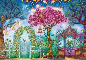 SECRET GARDEN: Johanna Basford SONGBIRD GARDEN - 500pc Coloring Book Jigsaw Puzzle by Buffalo Games