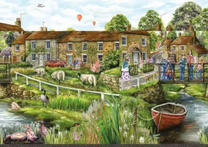 Village Life - 2 x 1000pc Jigsaw Puzzle By Falcon